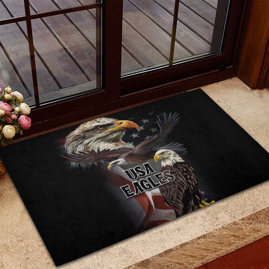 American Eagles Rubber Doormat United States Flag Vintage Style - Wonder Print Shop