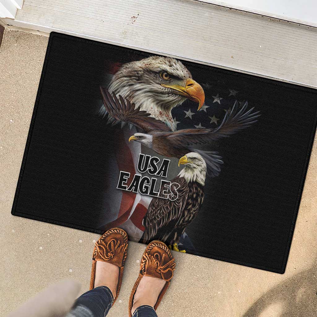 American Eagles Rubber Doormat United States Flag Vintage Style - Wonder Print Shop