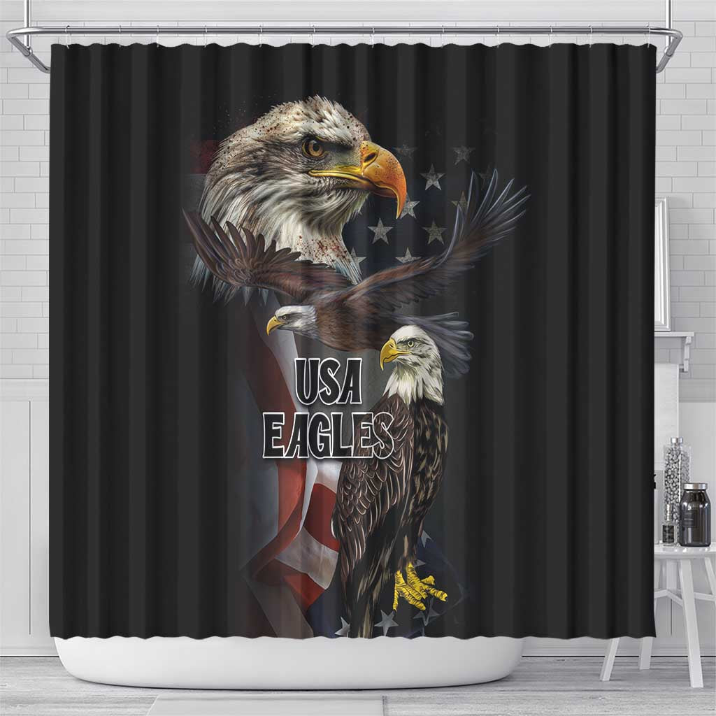 American Eagles Shower Curtain United States Flag Vintage Style
