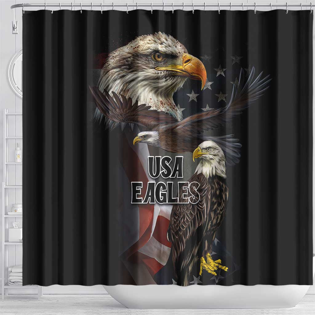American Eagles Shower Curtain United States Flag Vintage Style