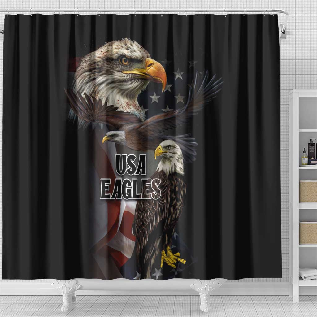 American Eagles Shower Curtain United States Flag Vintage Style