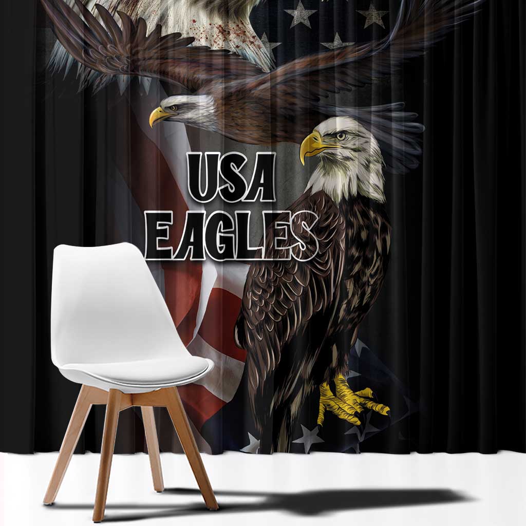 American Eagles Window Curtain United States Flag Vintage Style - Wonder Print Shop
