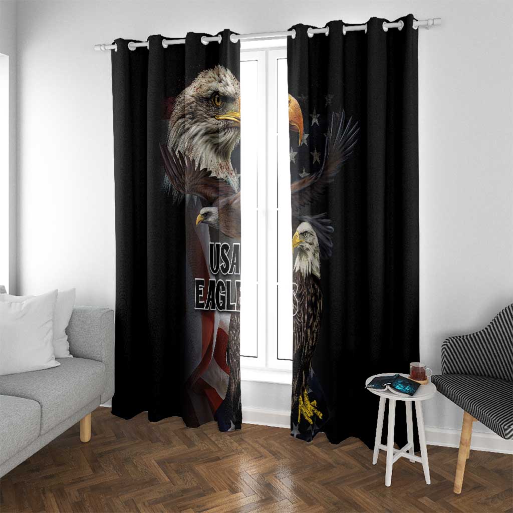 American Eagles Window Curtain United States Flag Vintage Style - Wonder Print Shop