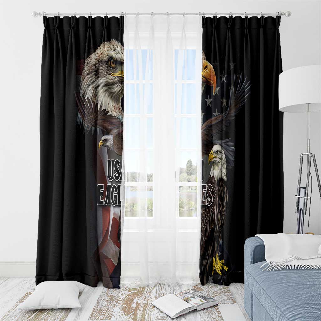 American Eagles Window Curtain United States Flag Vintage Style - Wonder Print Shop