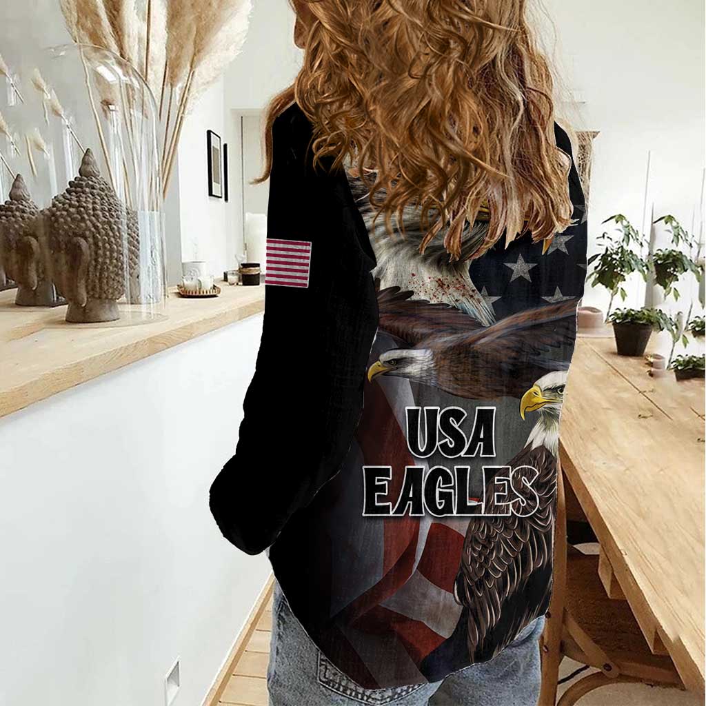 American Eagles Women Casual Shirt United States Flag Vintage Style - Wonder Print Shop