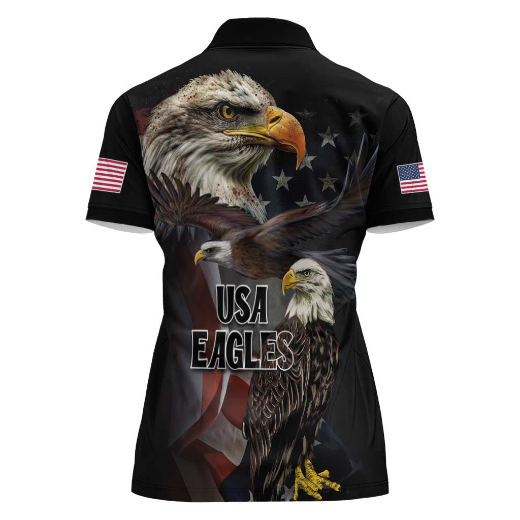 American Eagles Women Polo Shirt United States Flag Vintage Style - Wonder Print Shop