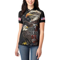 American Eagles Women Polo Shirt United States Flag Vintage Style - Wonder Print Shop