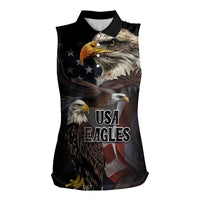 American Eagles Women Sleeveless Polo Shirt United States Flag Vintage Style - Wonder Print Shop