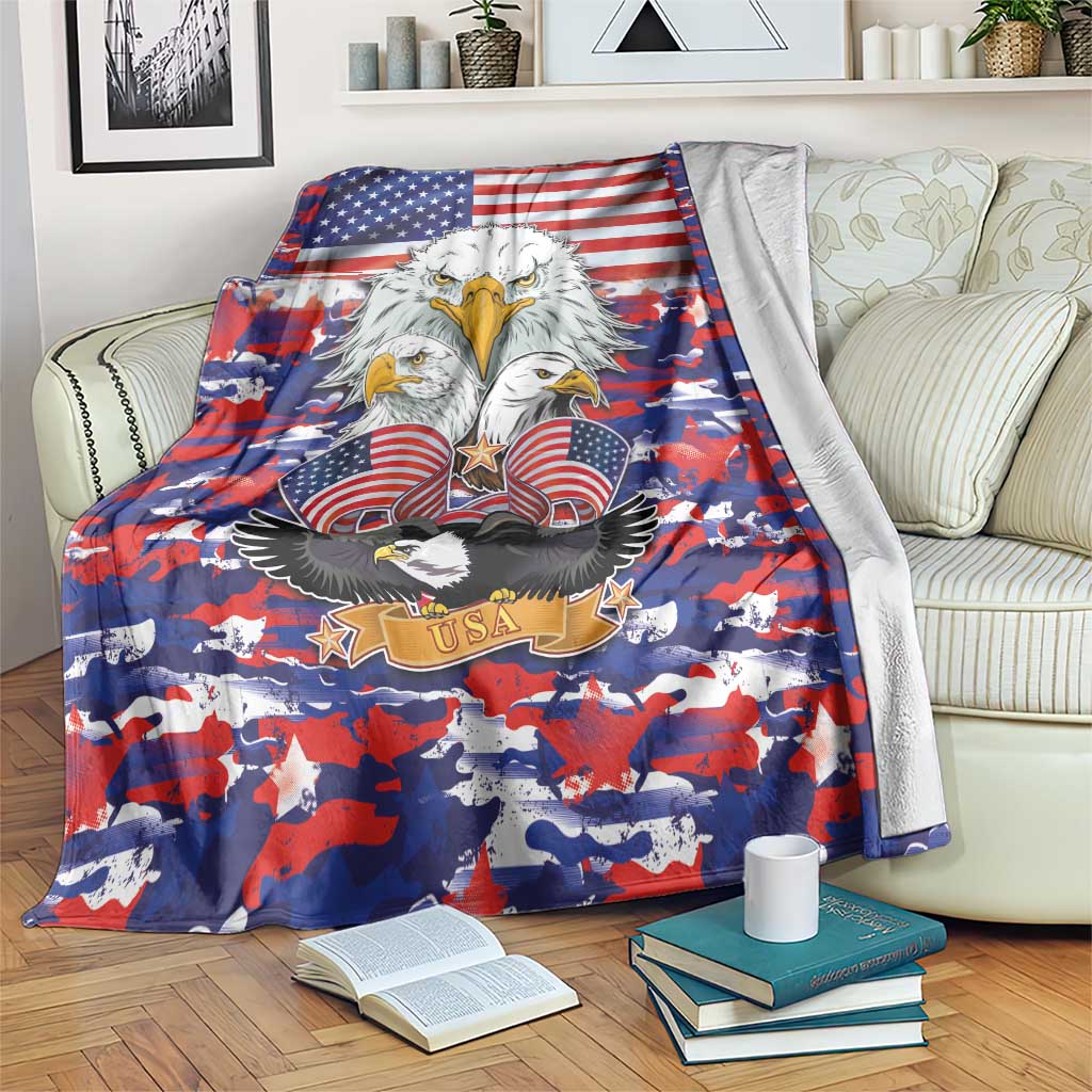 American Eagles Blanket United States Flag Camouflage Style