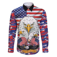 American Eagles Family Matching Off The Shoulder Long Sleeve Dress and Hawaiian Shirt United States Flag Camouflage Style - Wonder Print Shop