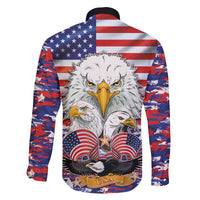 American Eagles Family Matching Off The Shoulder Long Sleeve Dress and Hawaiian Shirt United States Flag Camouflage Style - Wonder Print Shop