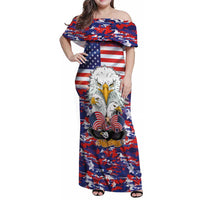 American Eagles Family Matching Off Shoulder Maxi Dress and Hawaiian Shirt United States Flag Camouflage Style - Wonder Print Shop