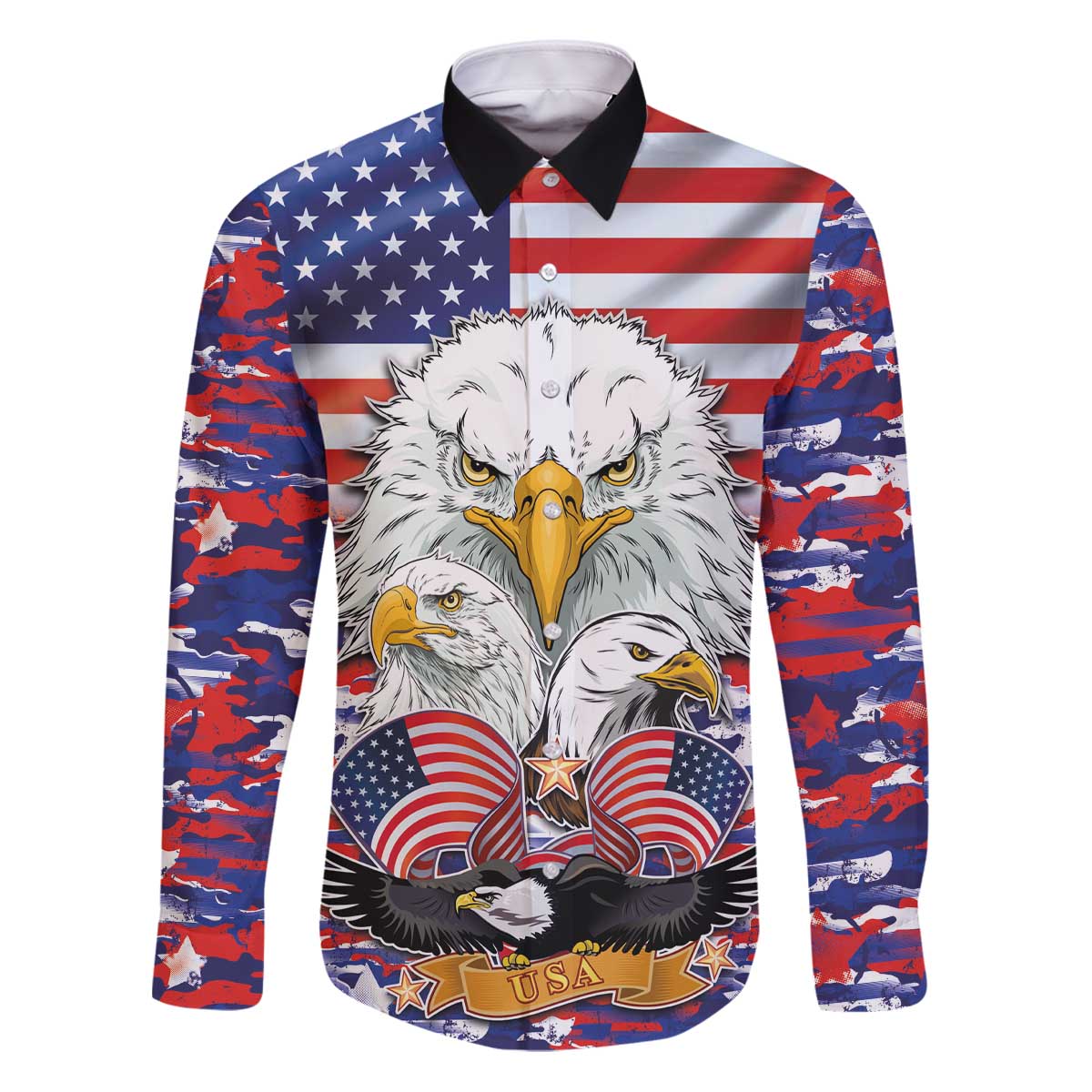 American Eagles Family Matching Puletasi and Hawaiian Shirt United States Flag Camouflage Style - Wonder Print Shop