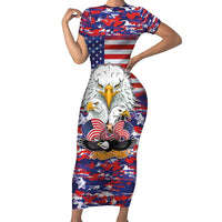 American Eagles Family Matching Short Sleeve Bodycon Dress and Hawaiian Shirt United States Flag Camouflage Style - Wonder Print Shop