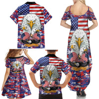 American Eagles Family Matching Summer Maxi Dress and Hawaiian Shirt United States Flag Camouflage Style - Wonder Print Shop