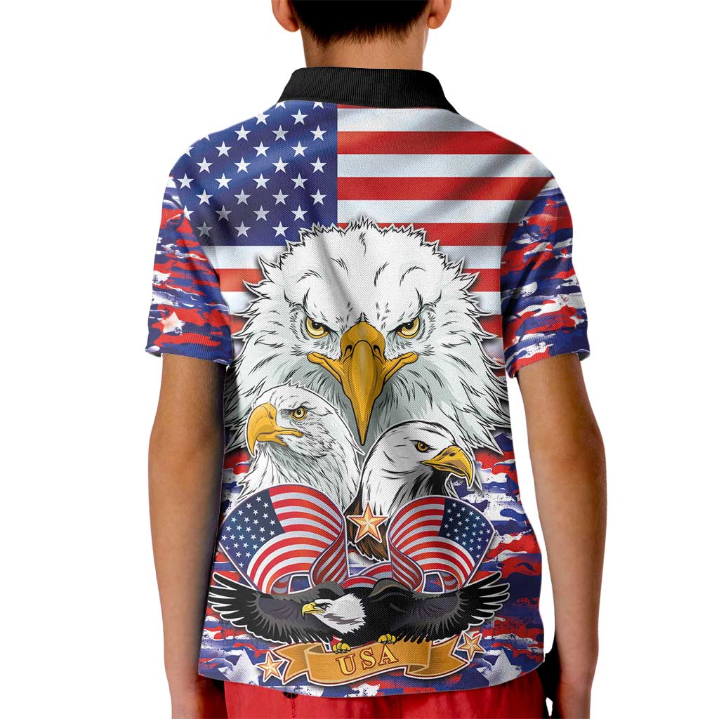 American Eagles Kid Polo Shirt United States Flag Camouflage Style - Wonder Print Shop