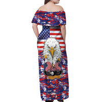 American Eagles Off Shoulder Maxi Dress United States Flag Camouflage Style - Wonder Print Shop