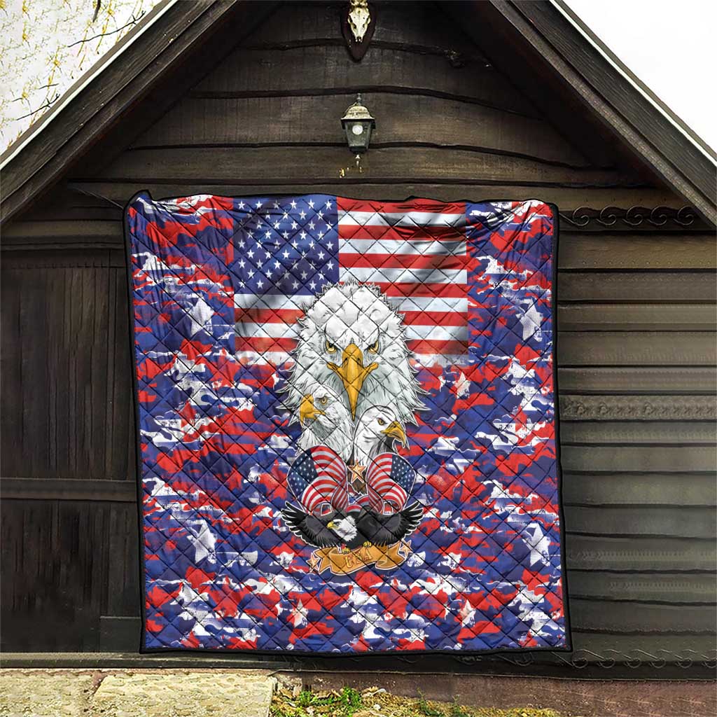 American Eagles Quilt United States Flag Camouflage Style - Wonder Print Shop