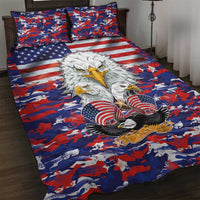 American Eagles Quilt Bed Set United States Flag Camouflage Style - Wonder Print Shop