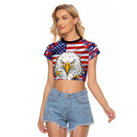 American Eagles Raglan Cropped T Shirt United States Flag Camouflage Style - Wonder Print Shop