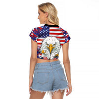 American Eagles Raglan Cropped T Shirt United States Flag Camouflage Style - Wonder Print Shop