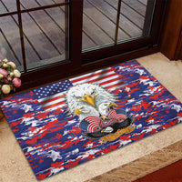 American Eagles Rubber Doormat United States Flag Camouflage Style - Wonder Print Shop