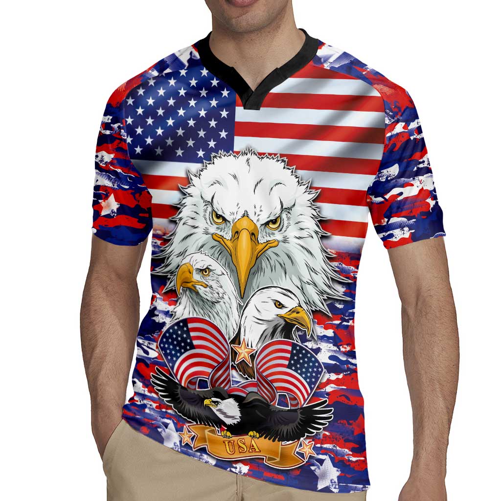 American Eagles Rugby Jersey United States Flag Camouflage Style - Wonder Print Shop