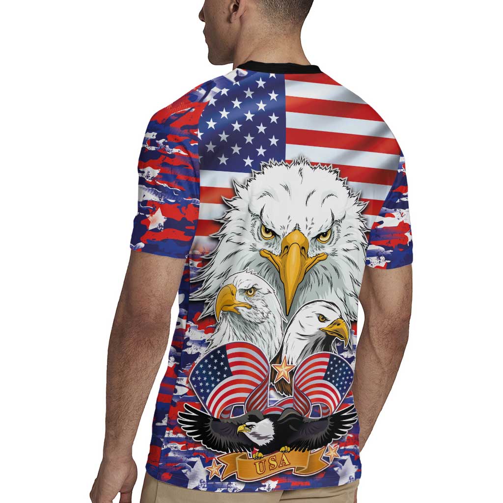 American Eagles Rugby Jersey United States Flag Camouflage Style - Wonder Print Shop