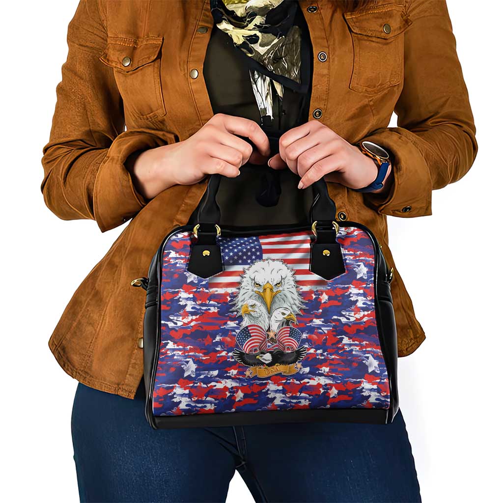 American Eagles Shoulder Handbag United States Flag Camouflage Style