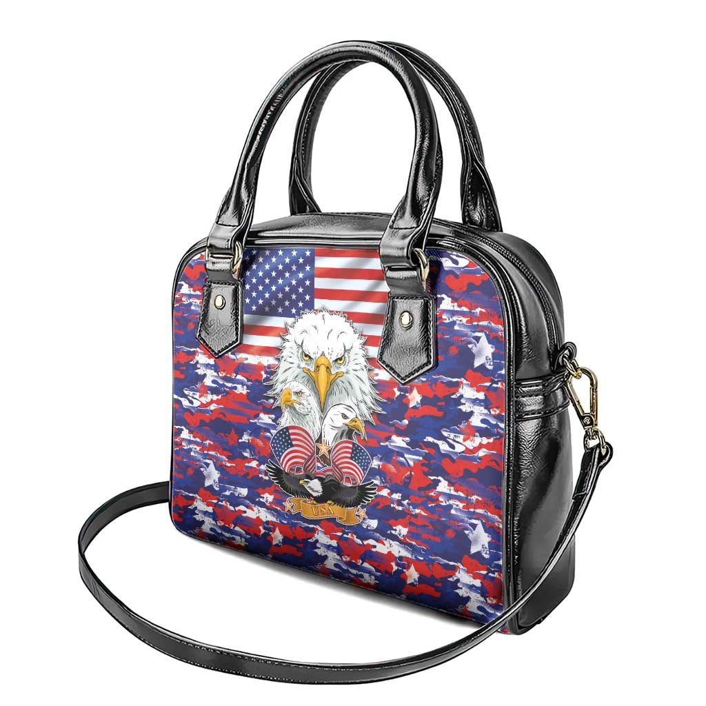 American Eagles Shoulder Handbag United States Flag Camouflage Style