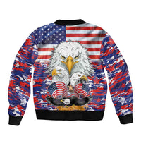 American Eagles Sleeve Zip Bomber Jacket United States Flag Camouflage Style - Wonder Print Shop