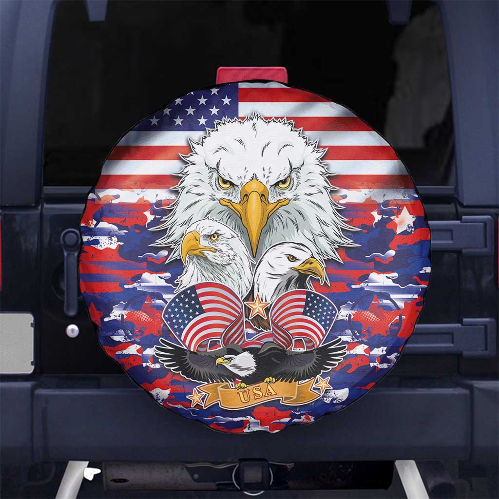 American Eagles Spare Tire Cover United States Flag Camouflage Style - Wonder Print Shop