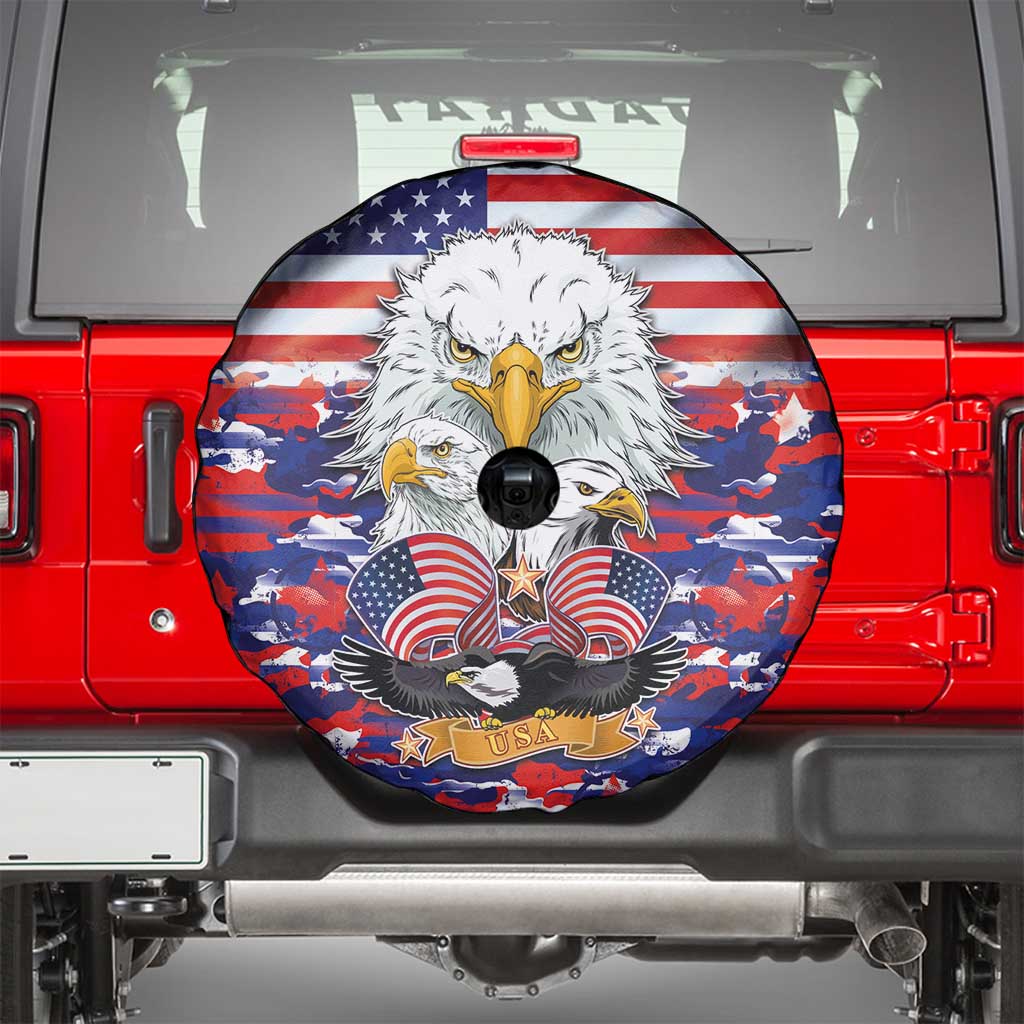 American Eagles Spare Tire Cover United States Flag Camouflage Style - Wonder Print Shop