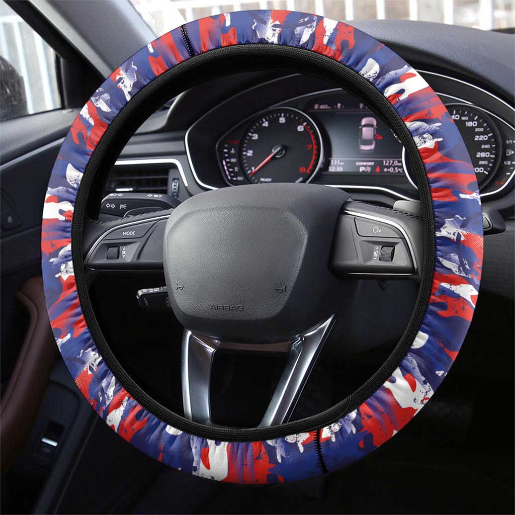 American Eagles Steering Wheel Cover United States Flag Camouflage Style - Wonder Print Shop