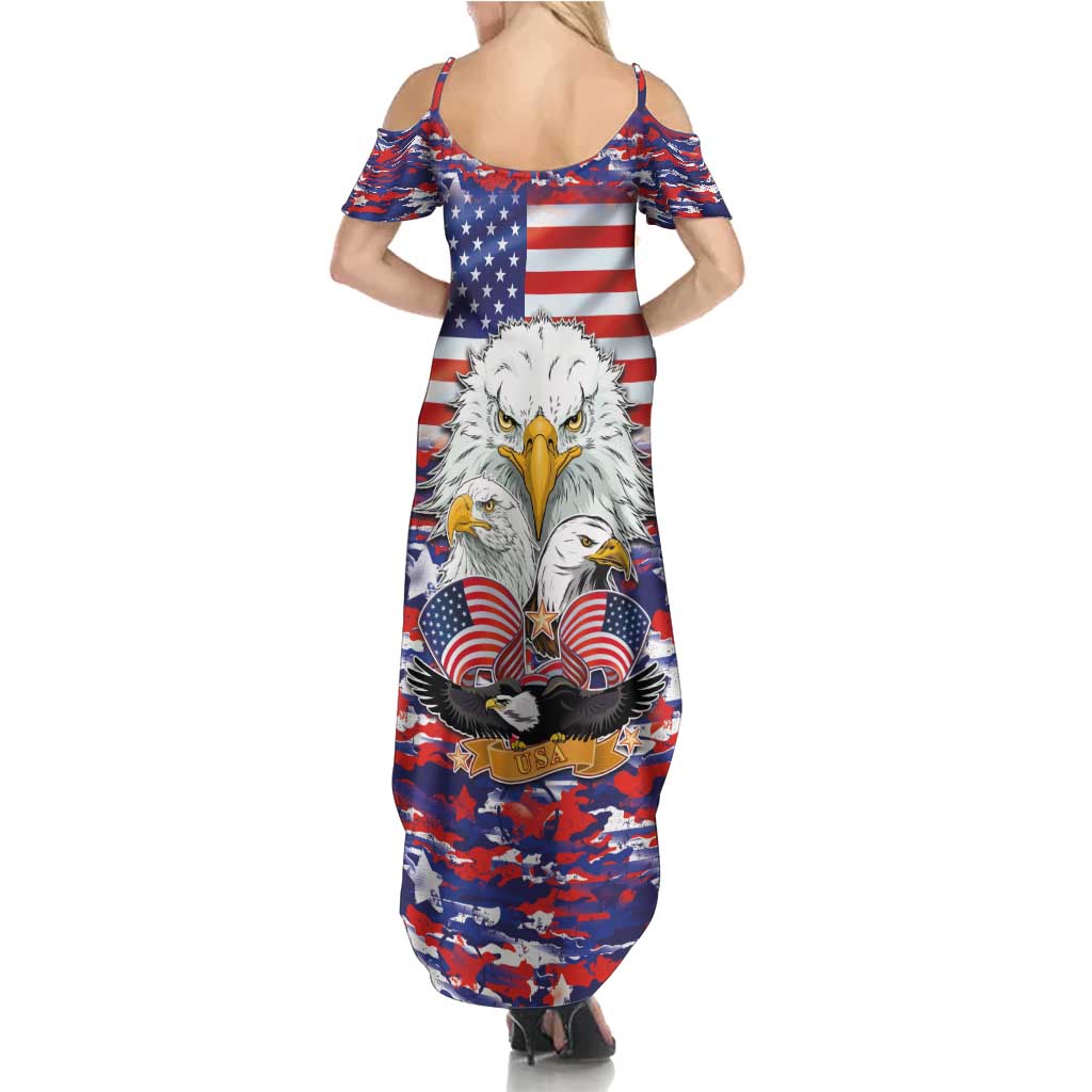 American Eagles Summer Maxi Dress United States Flag Camouflage Style - Wonder Print Shop