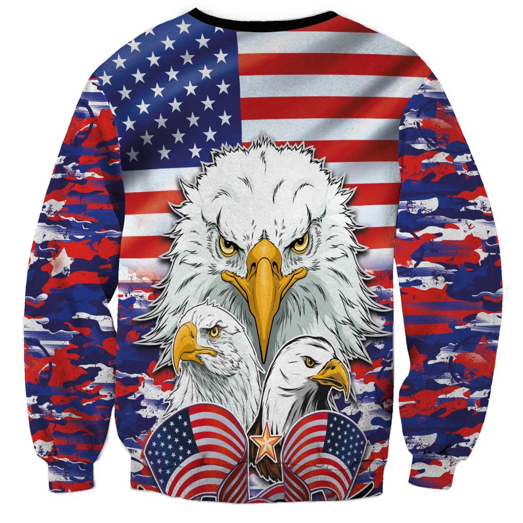 American Eagles Sweatshirt United States Flag Camouflage Style - Wonder Print Shop