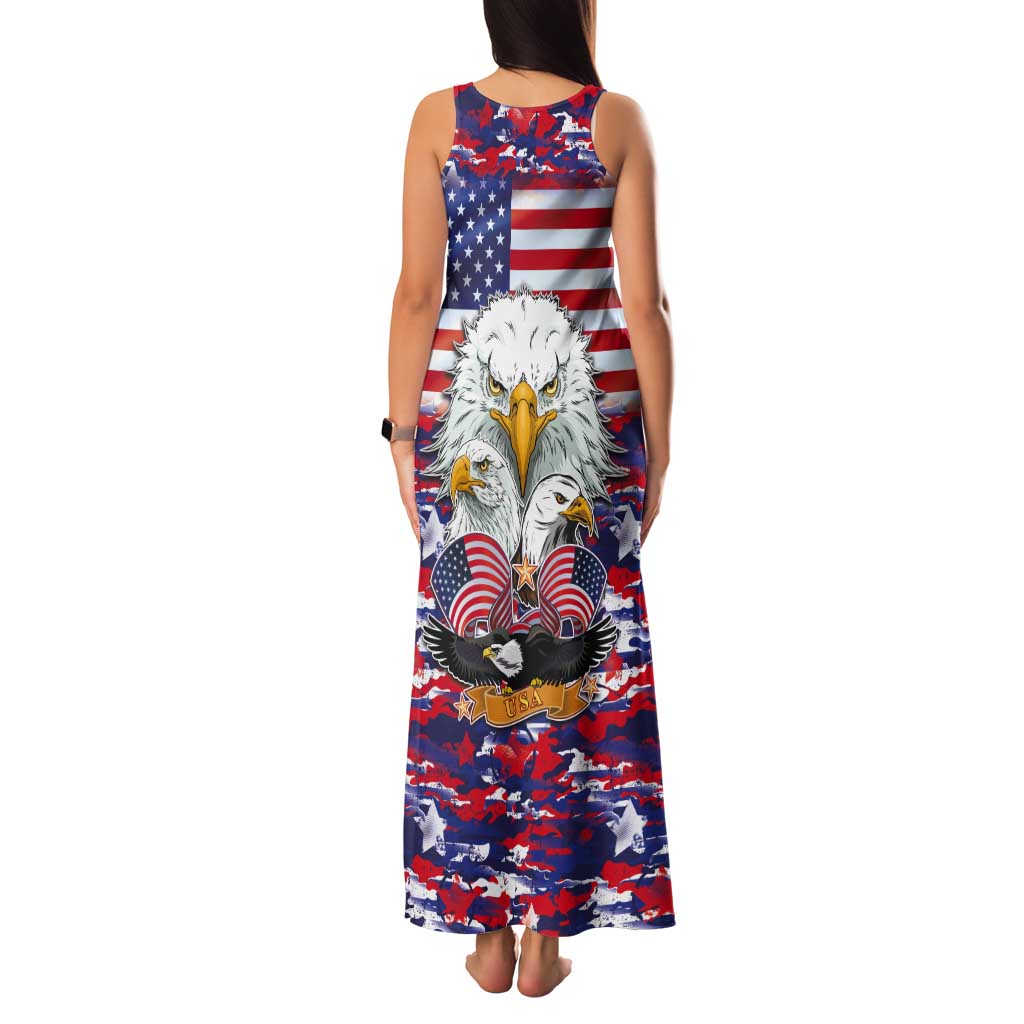 American Eagles Tank Maxi Dress United States Flag Camouflage Style - Wonder Print Shop