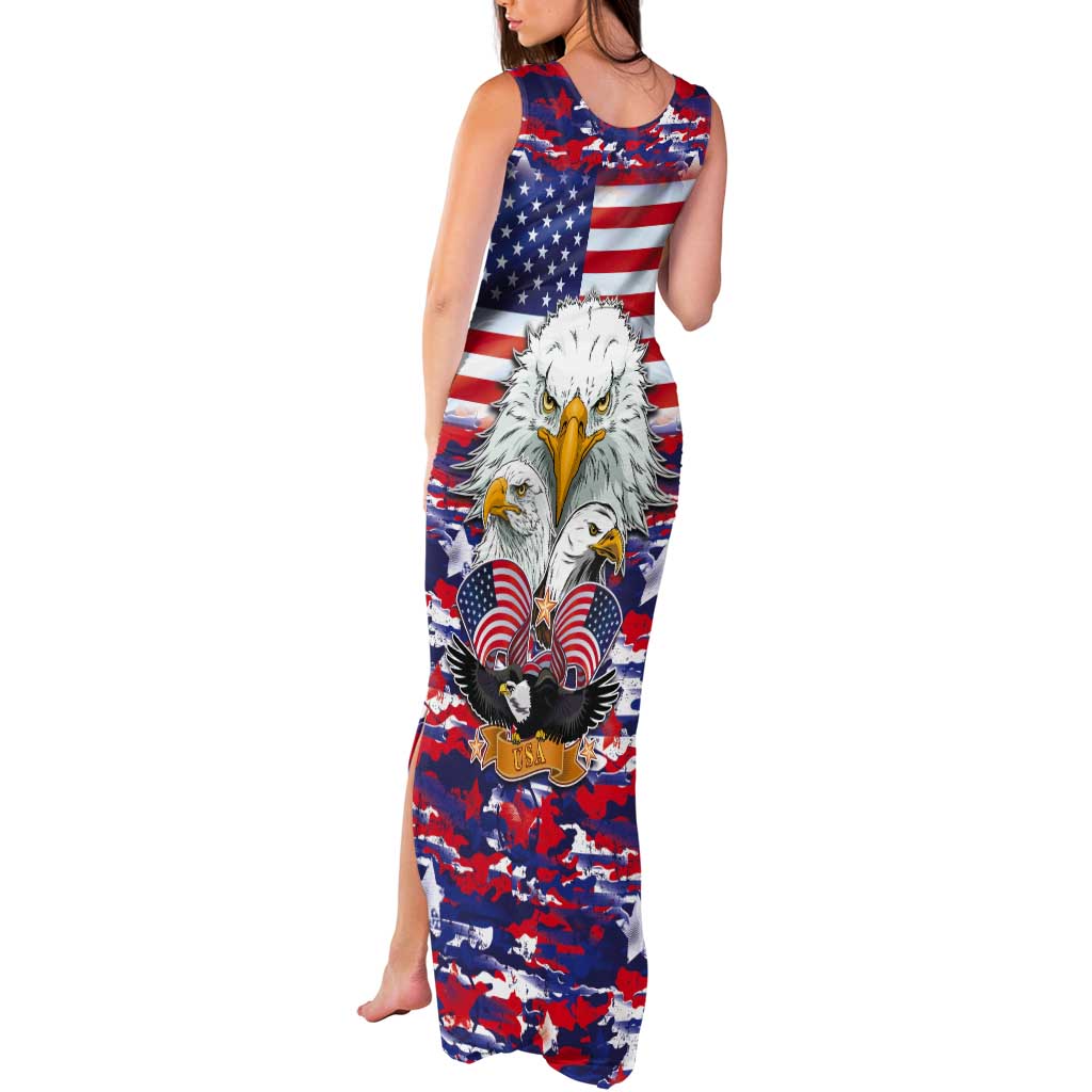American Eagles Tank Maxi Dress United States Flag Camouflage Style - Wonder Print Shop