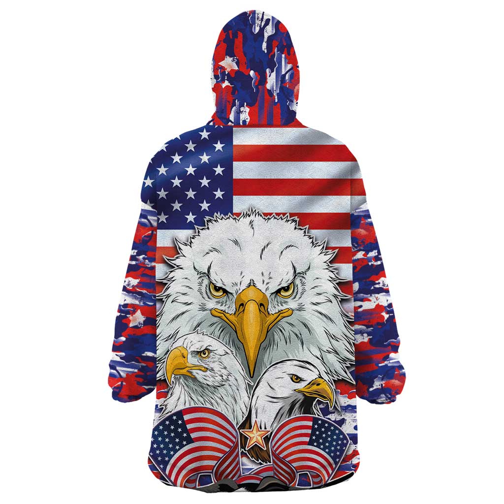 American Eagles Wearable Blanket Hoodie United States Flag Camouflage Style - Wonder Print Shop