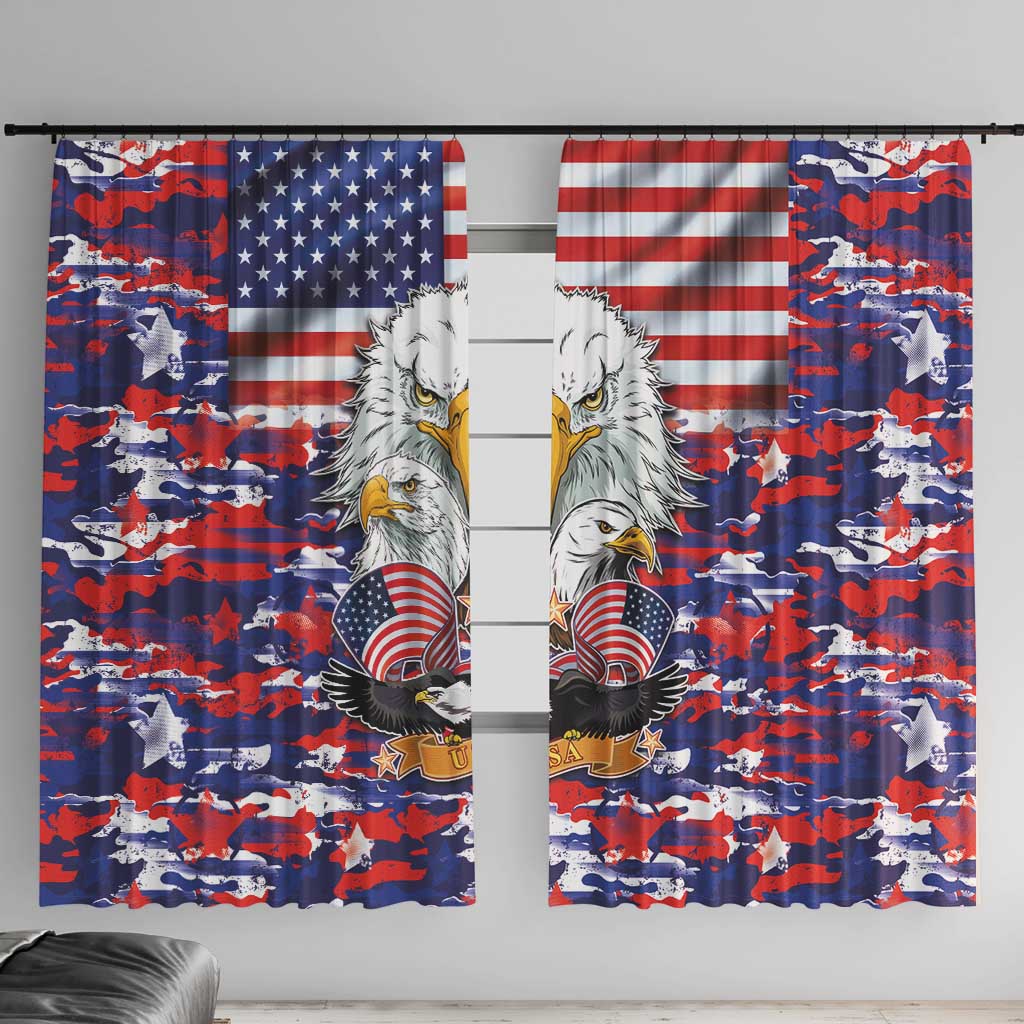 American Eagles Window Curtain United States Flag Camouflage Style - Wonder Print Shop