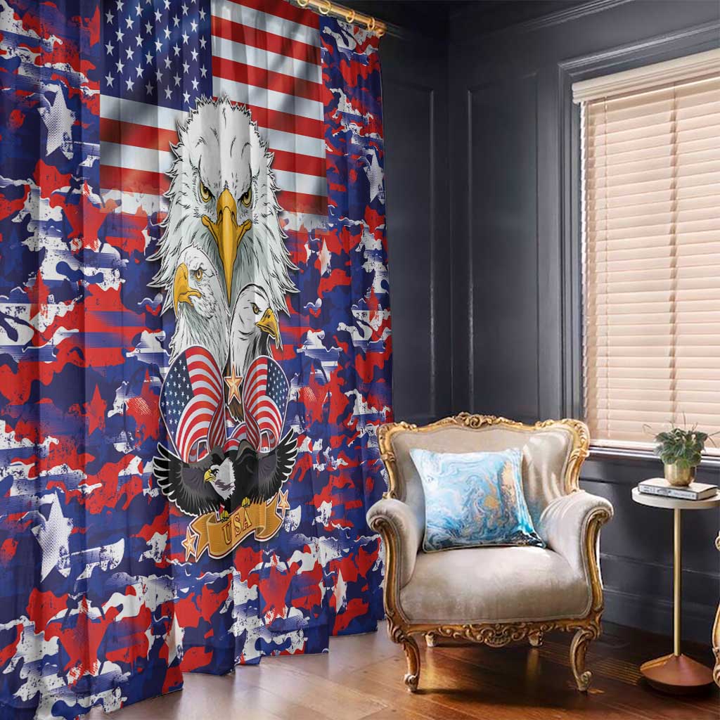 American Eagles Window Curtain United States Flag Camouflage Style - Wonder Print Shop