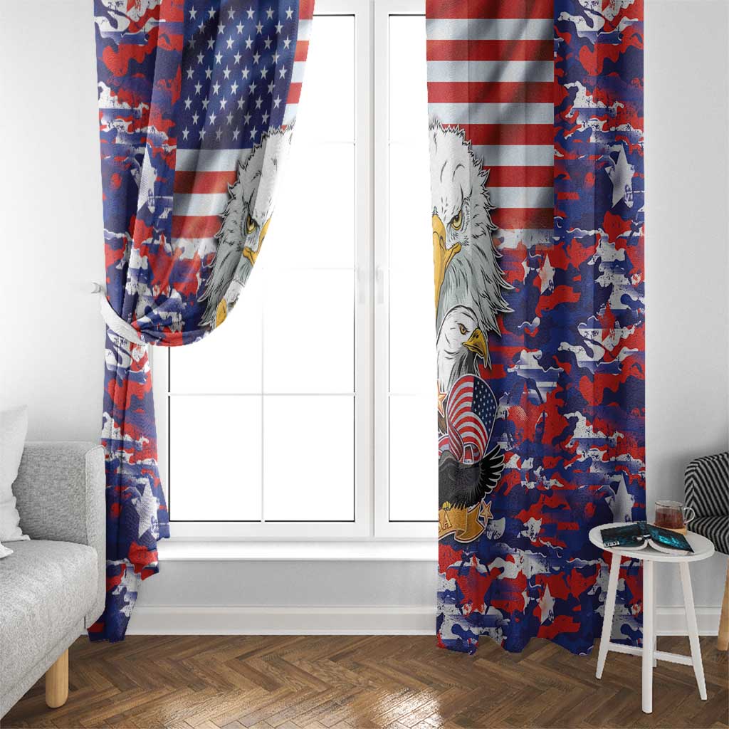 American Eagles Window Curtain United States Flag Camouflage Style - Wonder Print Shop