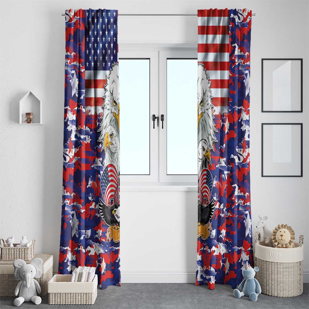 American Eagles Window Curtain United States Flag Camouflage Style - Wonder Print Shop