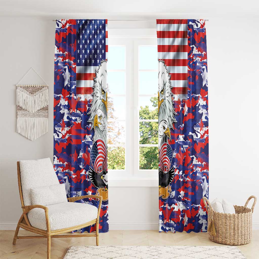 American Eagles Window Curtain United States Flag Camouflage Style - Wonder Print Shop