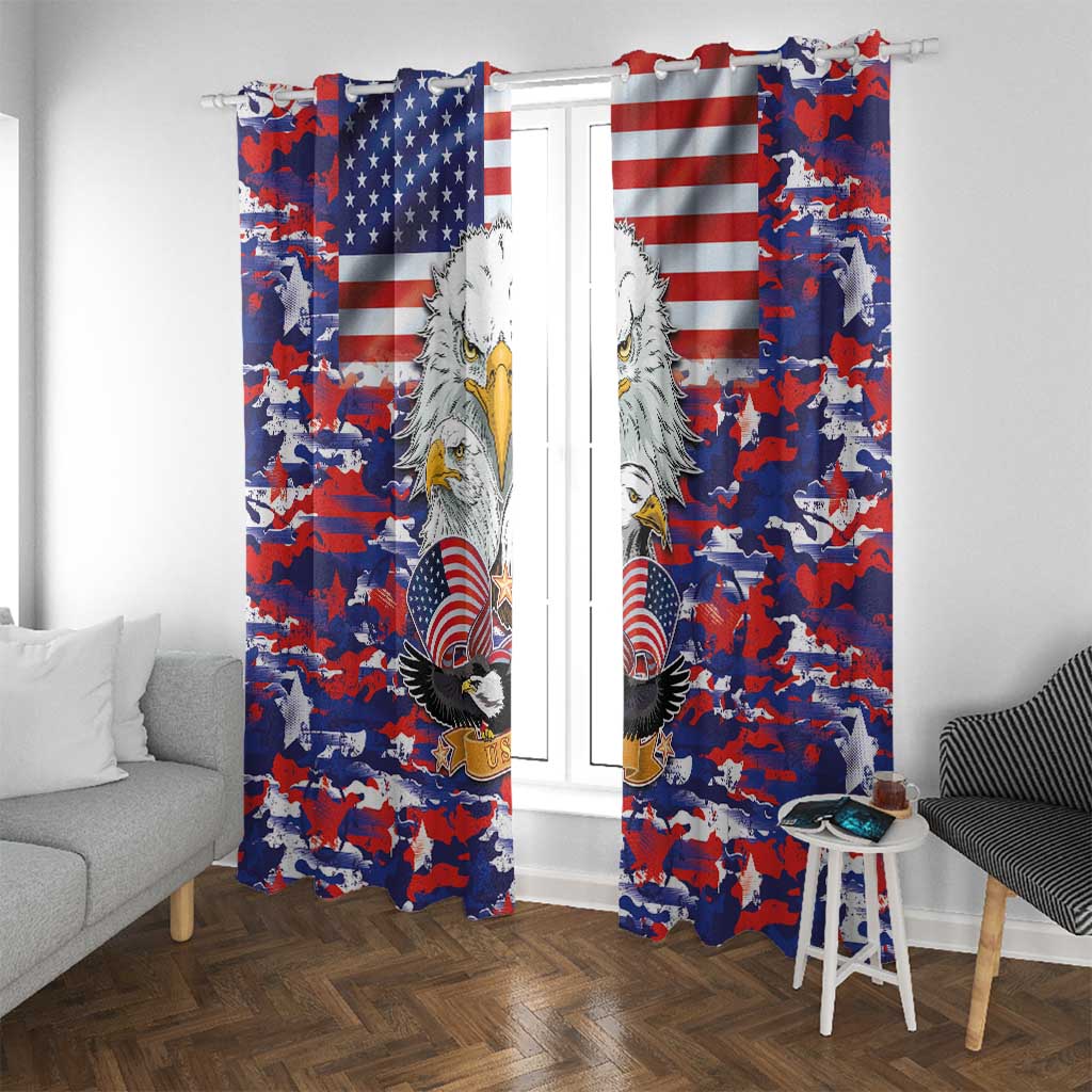 American Eagles Window Curtain United States Flag Camouflage Style - Wonder Print Shop