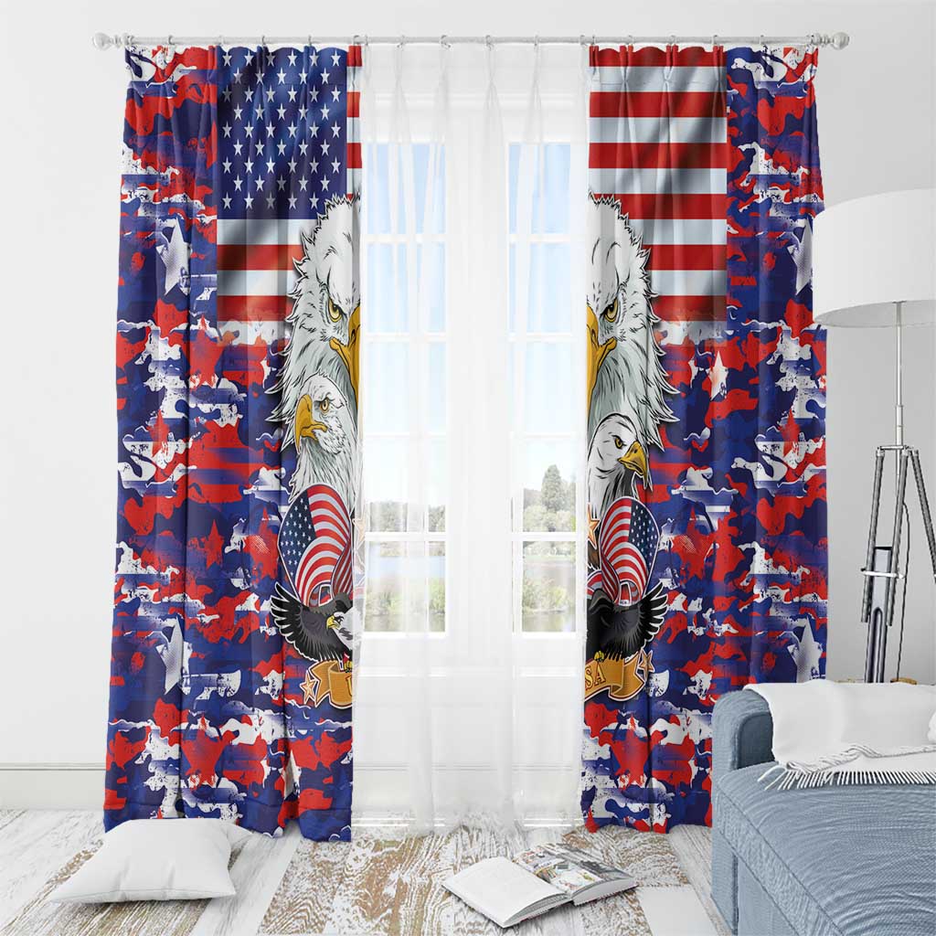 American Eagles Window Curtain United States Flag Camouflage Style - Wonder Print Shop