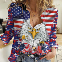 American Eagles Women Casual Shirt United States Flag Camouflage Style - Wonder Print Shop