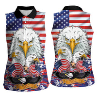 American Eagles Women Sleeveless Polo Shirt United States Flag Camouflage Style - Wonder Print Shop