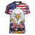 American Eagles Women V-Neck T-Shirt United States Flag Camouflage Style - Wonder Print Shop