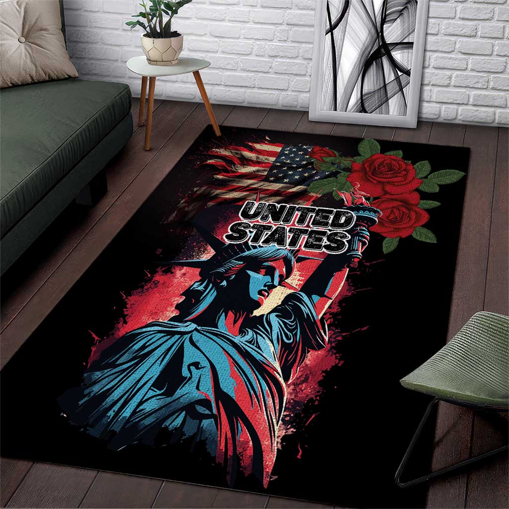 United States Independence Day Area Rug The 4th of July Statue of Liberty Retro Style - Wonder Print Shop